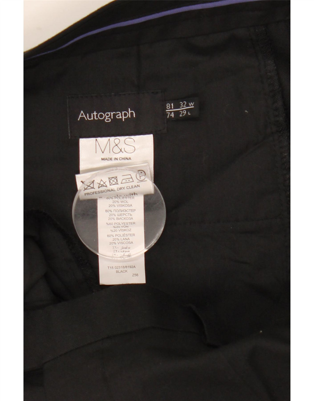 Marks & Spencer Herre Autograph Straight Suit Bukser W32 L29 Sort