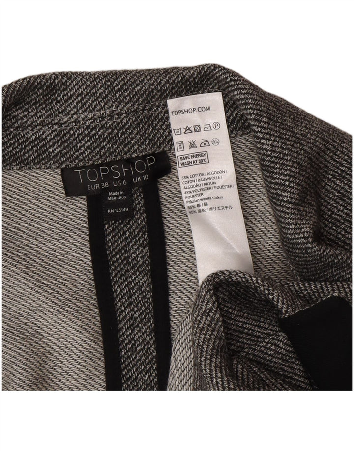 Topshop Womens Longline Open Blazer Jacket UK 10 Small Grey Colourblock