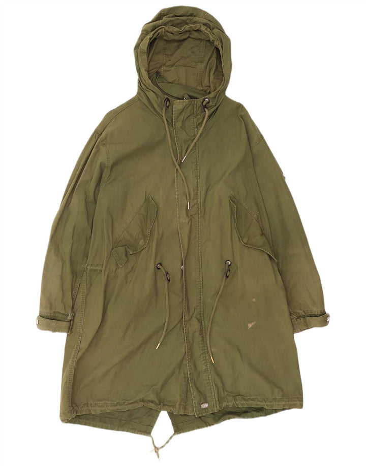 Diesel Herre Hooded Parka Jacket UK 38 Medium Green Bomuld