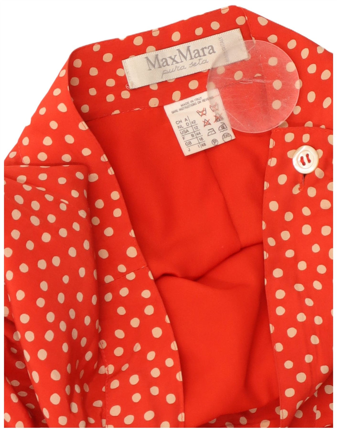 MAX MARA Kvinder højtaljet flared nederdel UK 16 Large W28 Red Polka Dot