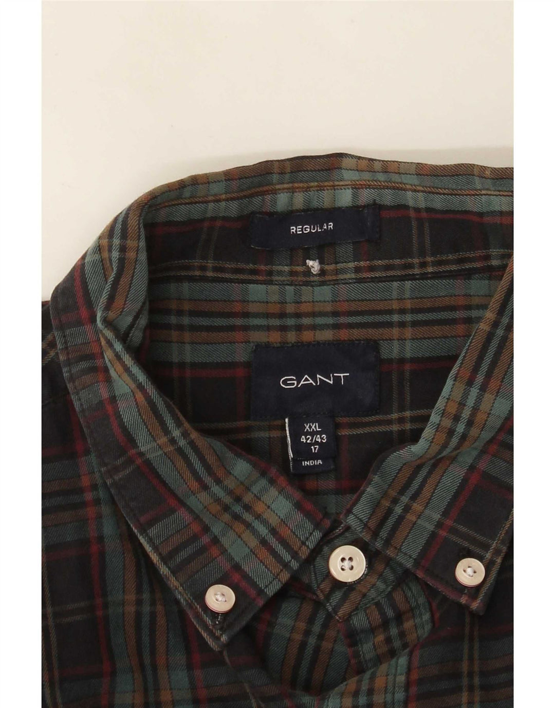 Gant Herre Regular Fit Flanellskjorte Størrelse 42/43 17 2XL Flerfarvet Ternet