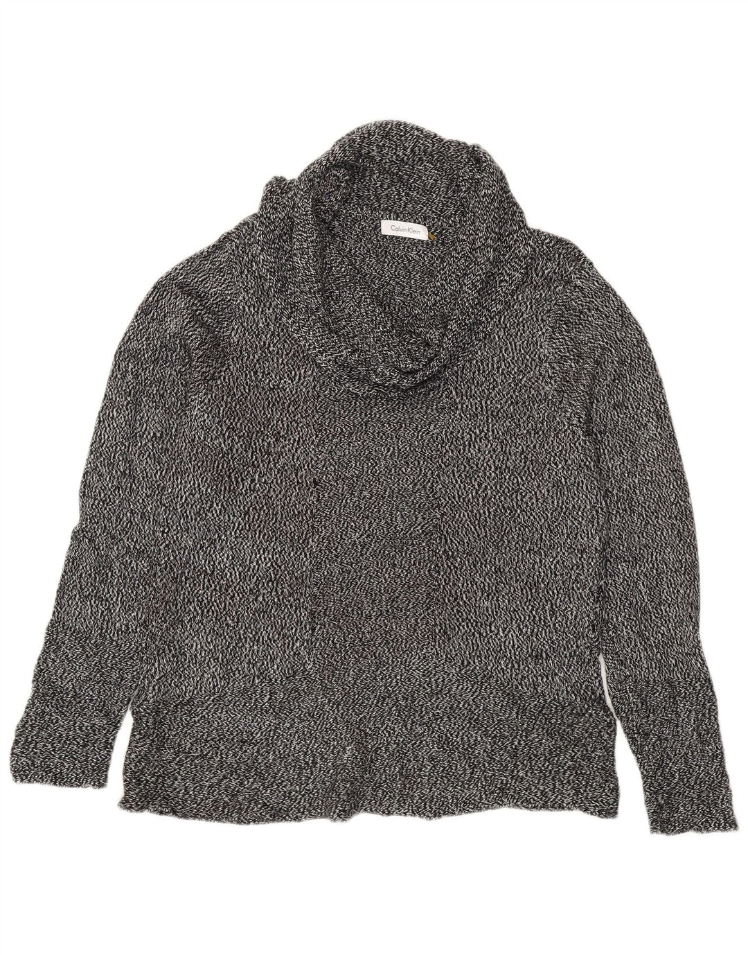 CALVIN KLEIN Dame Rullehalstrøje DK 14 Stor Grå Flecked