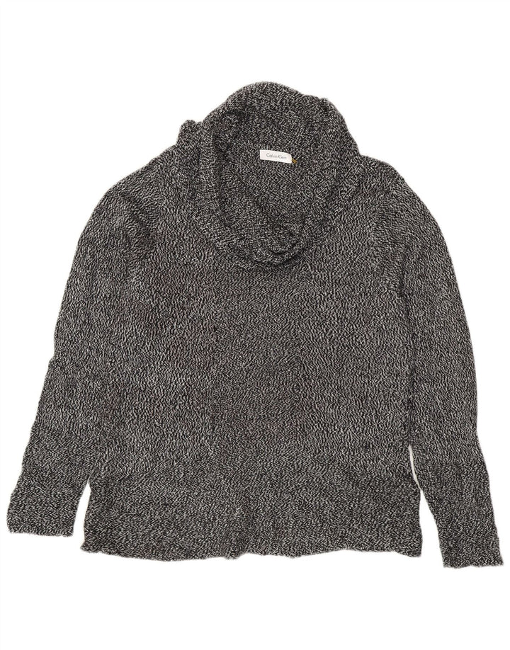 CALVIN KLEIN Dame Rullehalstrøje DK 14 Stor Grå Flecked
