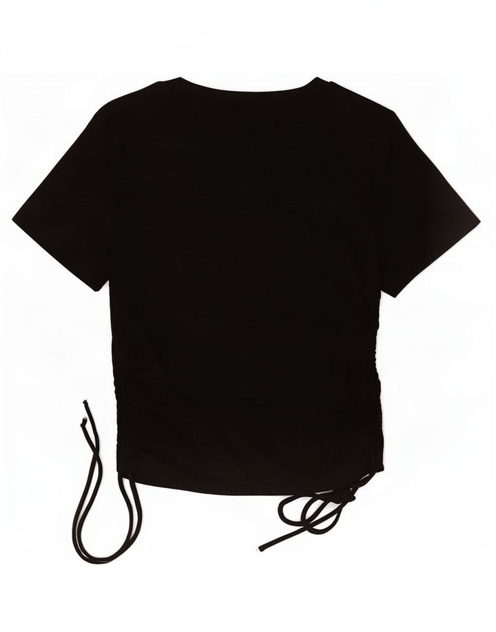 Zara Womens Crop Top UK 12 Medium Black Polyester