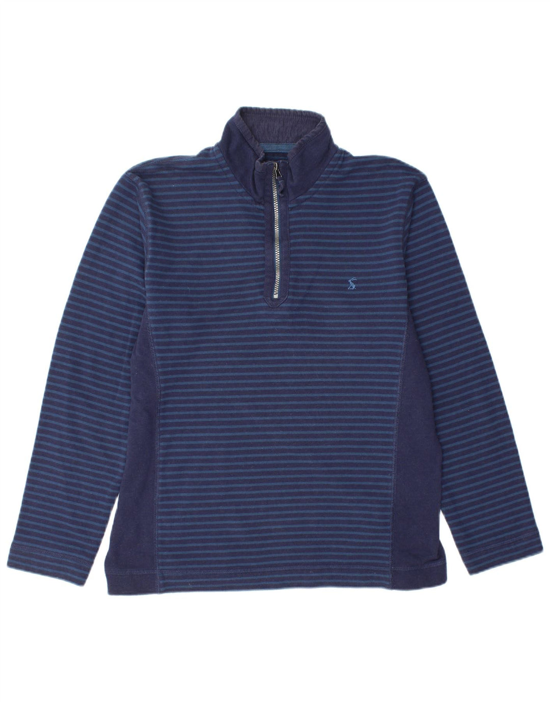 JOULES Mens Zip Neck Sweatshirt Jumper Small Navy Blue Striped Cotton