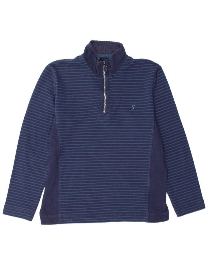 JOULES Mens Zip Neck Sweatshirt Jumper Small Navy Blue Striped Cotton