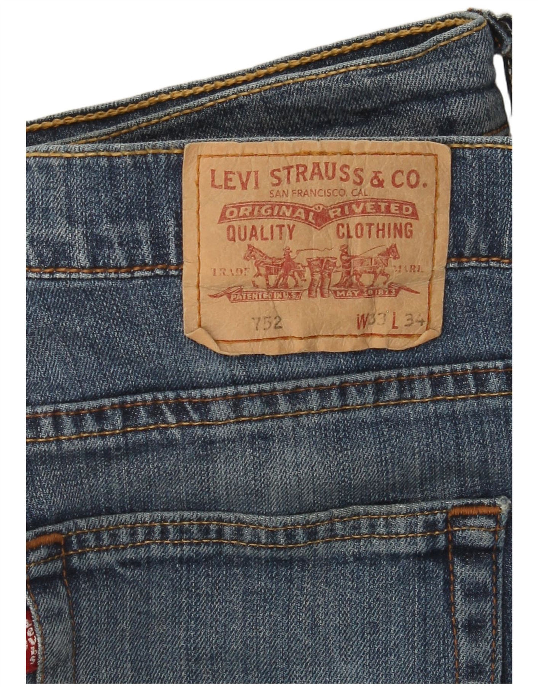 Levi's Herre 752 Straight Jeans W33 L31 Blå Bomuld