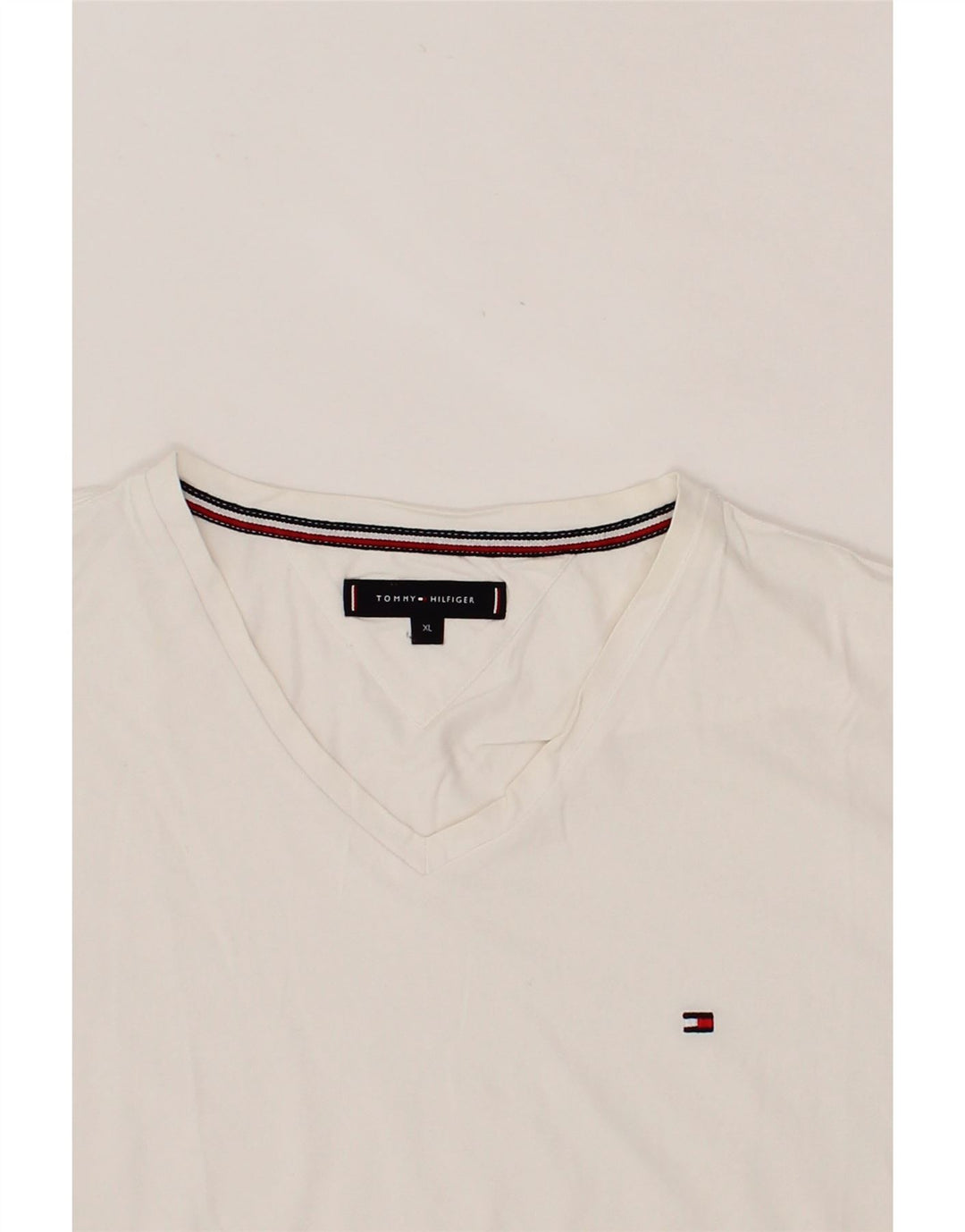 TOMMY HILFIGER Mens T-Shirt Top XL White Cotton Vintage Tommy Hilfiger and Second-Hand Tommy Hilfiger from Messina Hembry 