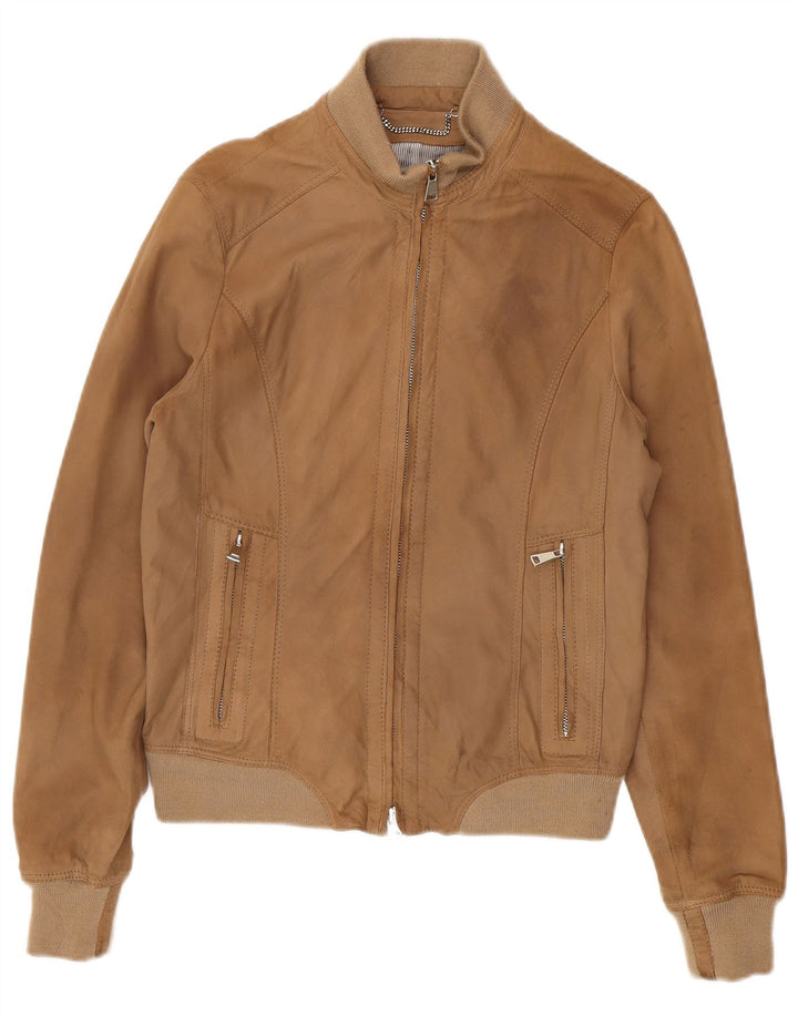 Vintage dame ruskind bomberjakke IT 42 medium brunt læder