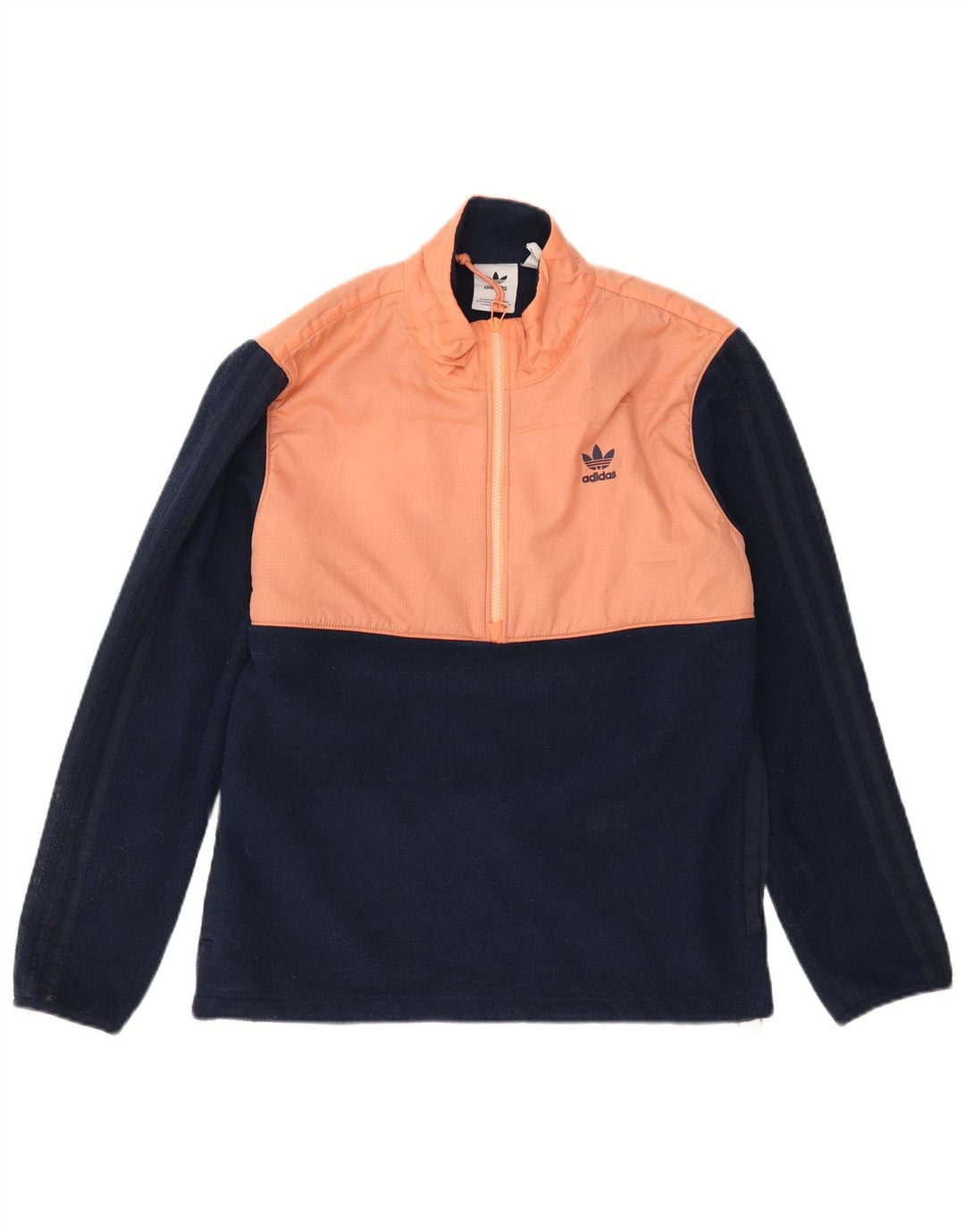 Adidas Fleece Jumper med lynlås til mænd Small Navy Blue Colourblock Polyester