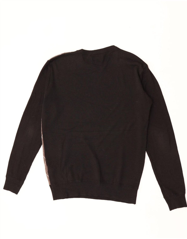 Pierre Cardin Herre Crew Neck Jumper Sweater Medium Black Argyle/Diamond