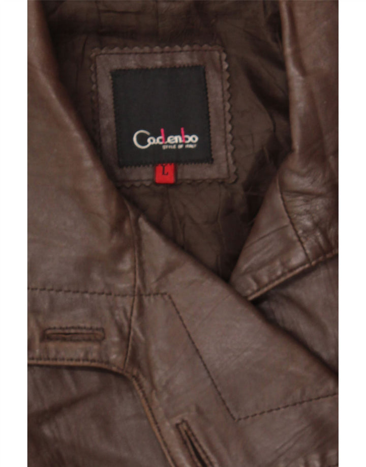 VINTAGE Womens Leather Jacket UK 14 Large Brown Leather Vintage Vintage and Second-Hand Vintage from Messina Hembry 