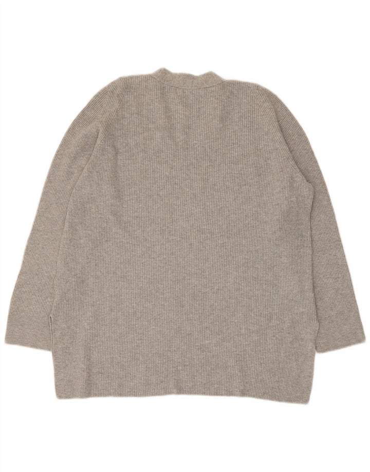 Marks & Spencer Dame V-hals sweater UK 14 Stor Grå Viscose