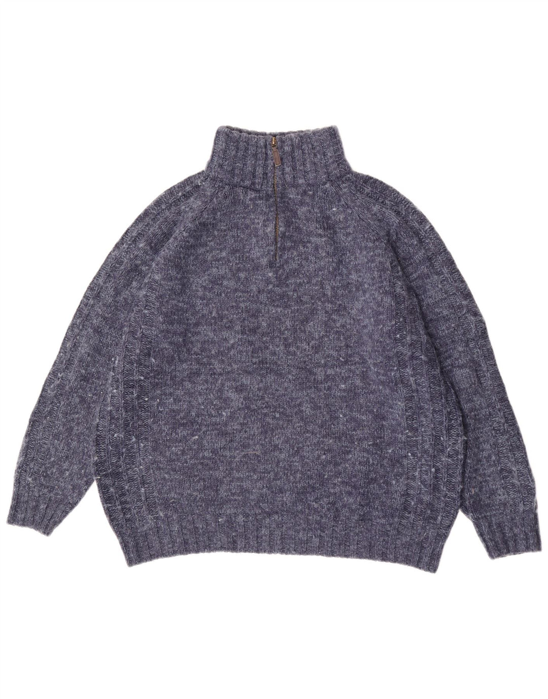 Marks & Spencer Herre Regular Fit Zip Neck trøje Sweater Large Blue Flecked