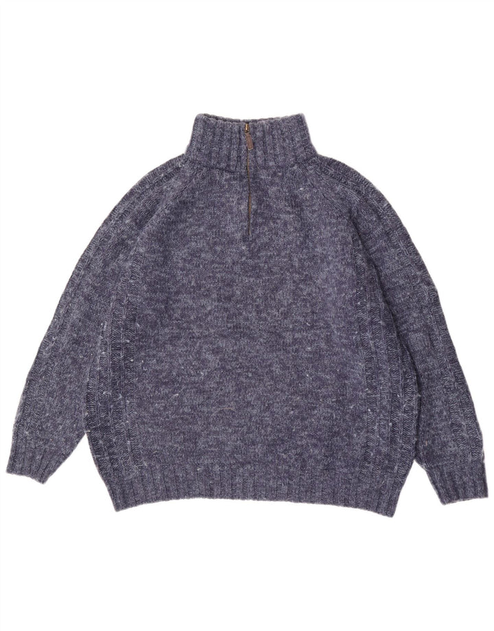 Marks & Spencer Herre Regular Fit Zip Neck trøje Sweater Large Blue Flecked