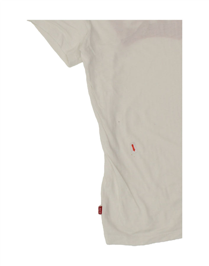 LEVI'S Womens Graphic T-Shirt Top UK 10 Small White Vintage Levi's and Second-Hand Levi's from Messina Hembry 