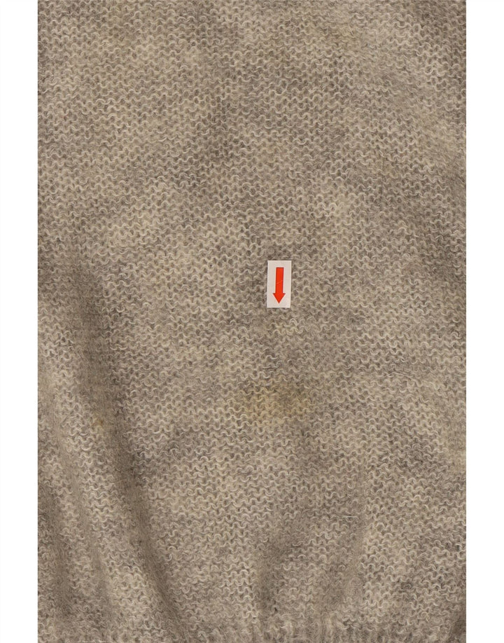 VINTAGE Dame Turtle Neck Jumper Sweater UK 18 XL Grey Floral Mohair