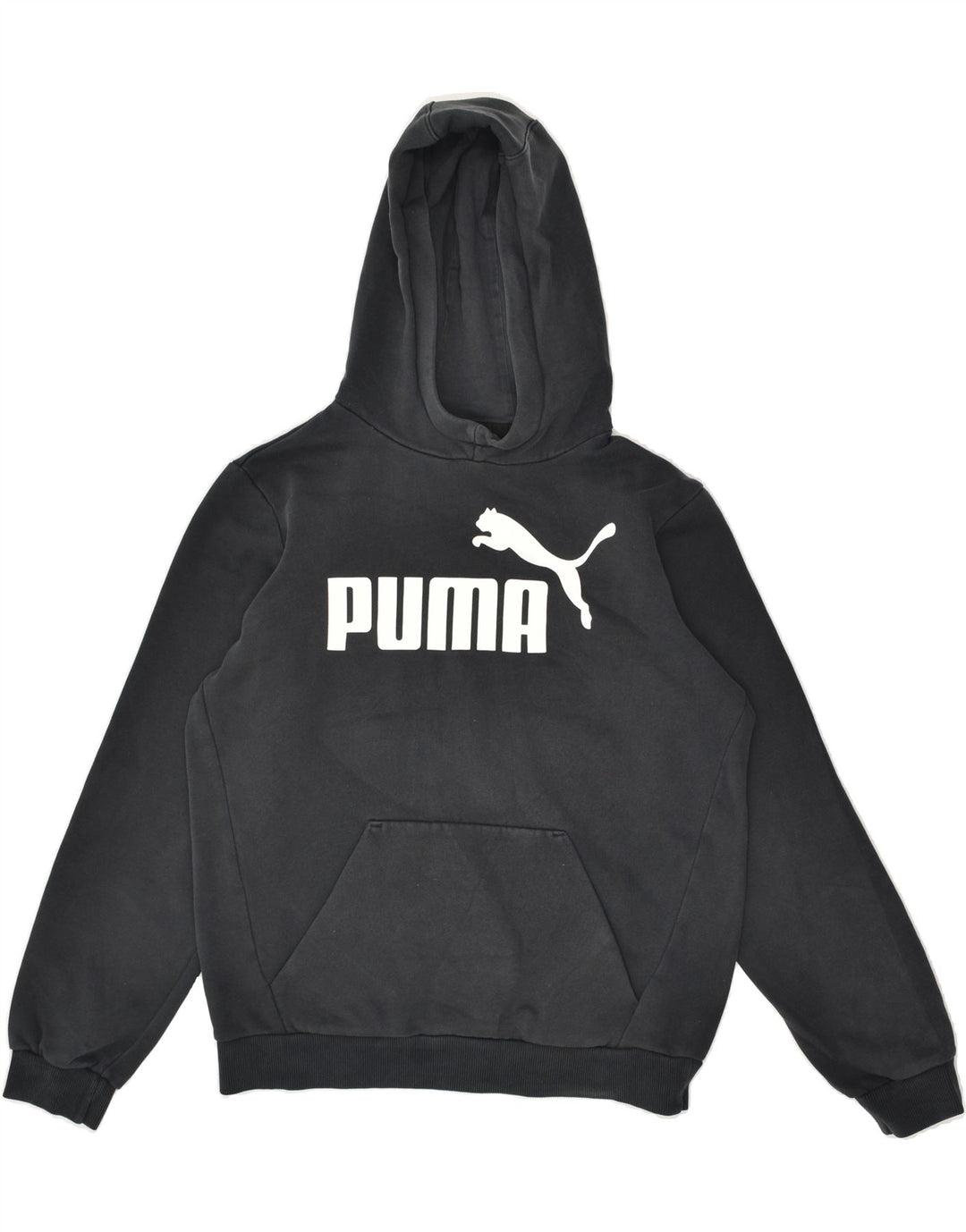 PUMA Boys Graphic Hoodie Jumper 13-14 Years XL Black Cotton | Vintage Puma | Thrift | Second-Hand Puma | Used Clothing | Messina Hembry 