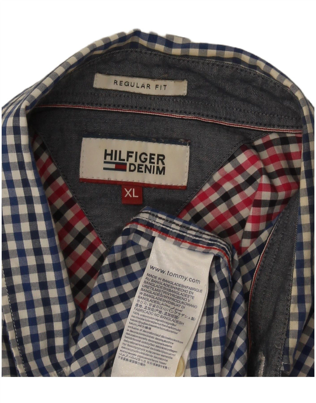 Tommy Hilfiger Herre Regular Fit skjorte XL Blue Gingham Cotton