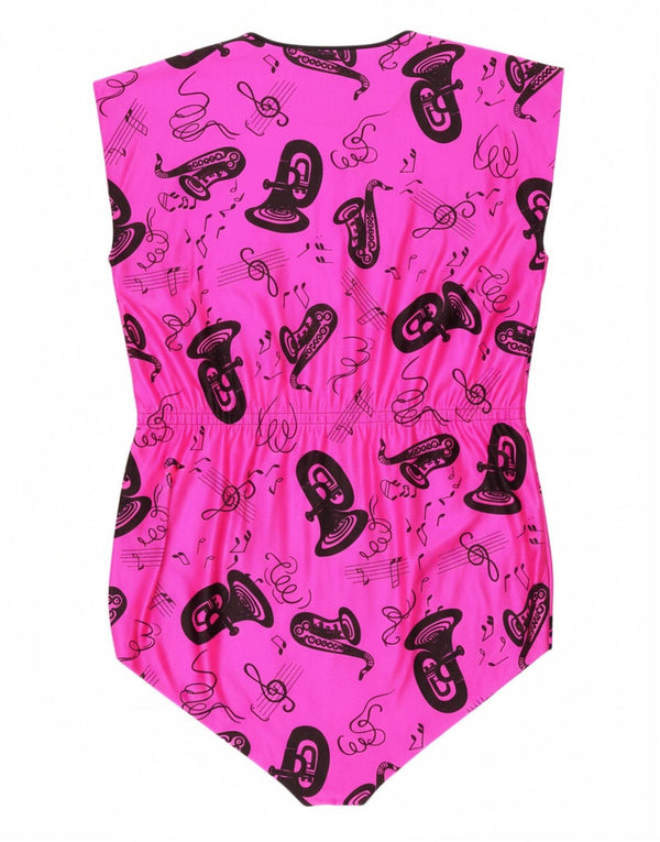 VINTAGE Womens Abstract Pattern Sleeveless Bodysuit EU 38 Medium Pink