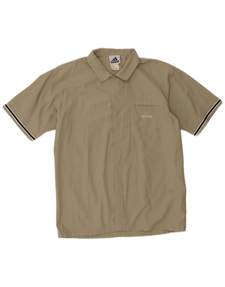 ADIDAS Kortærmet Herreskjorte UK 38/40 Medium Khaki Polyester