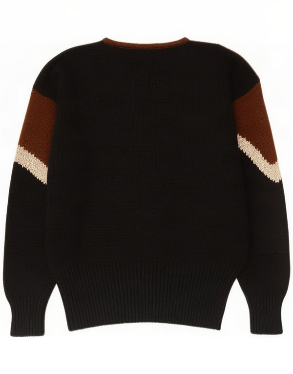 Vintage Dame Boat Neck Jumper Sweater UK 14 Medium Sort Colourblock Wool