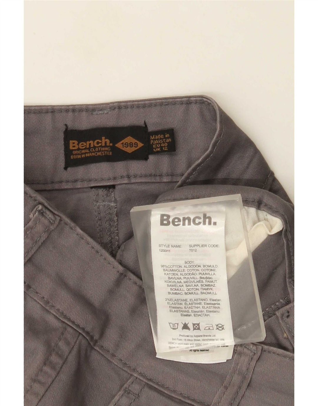 Bænk Dame Cargo Shorts UK 12 Medium W30 Grå Bomuld
