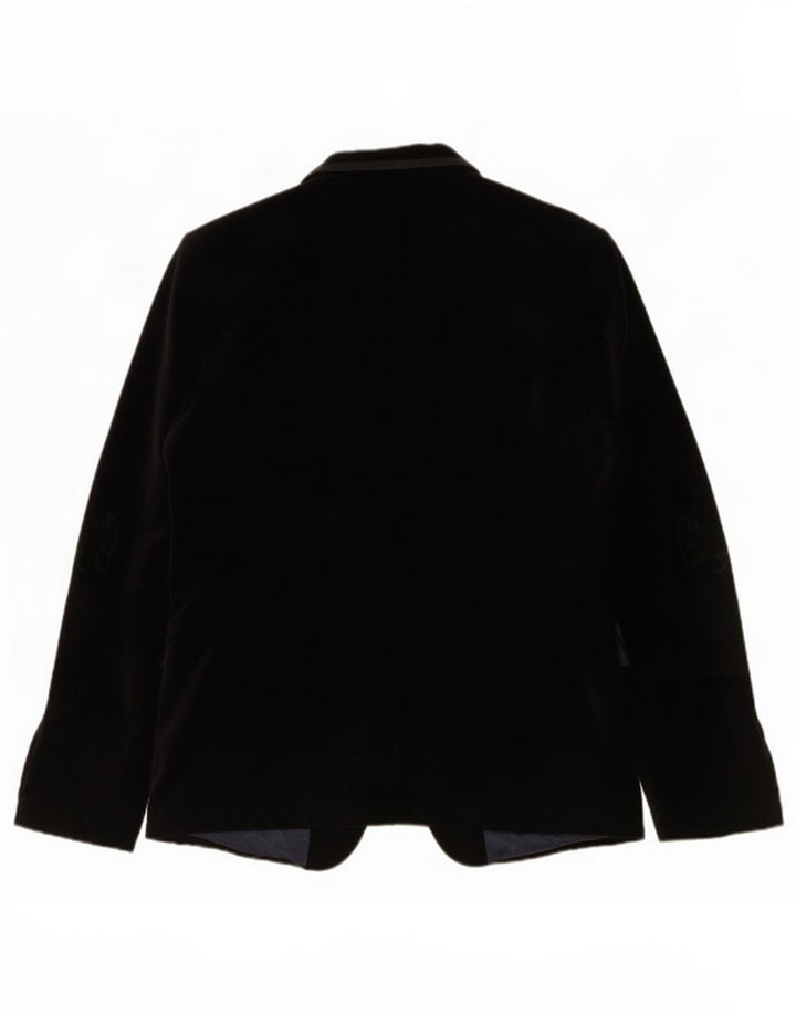 Zara Herre 1 Knap Velvet Blazer Jacket EU 50 Medium Sort Bomuld