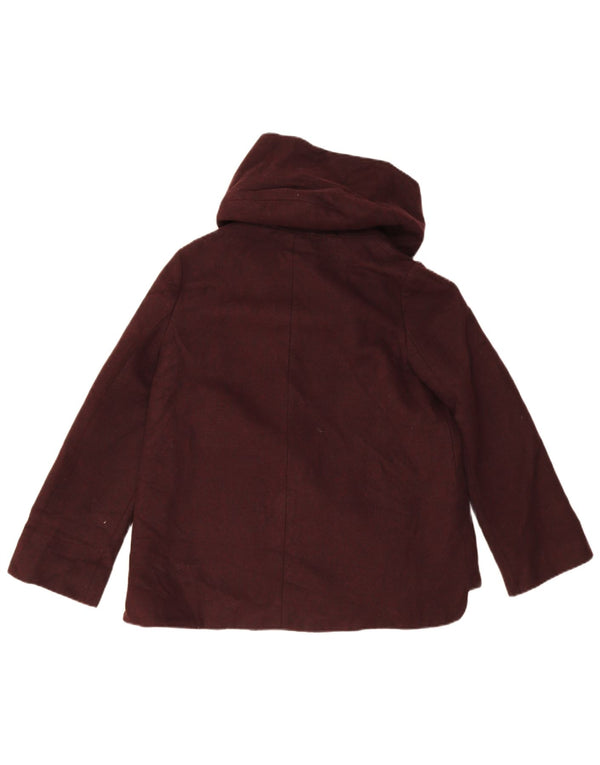 Zara Dame Hooded Bomber Jacket UK 14 Medium Burgundy Akryl