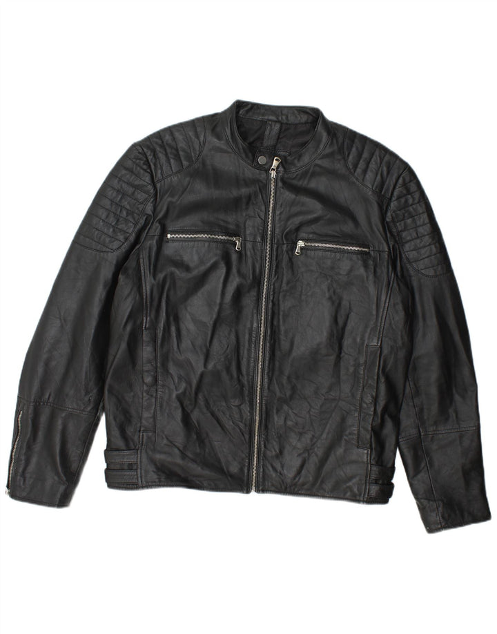 Conbipel Herre Læder Biker Jacket IT 54 XL Sort Læder