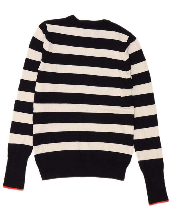 Zara Dame Jumper Sweater UK 8 Small Navy Blue Stribet