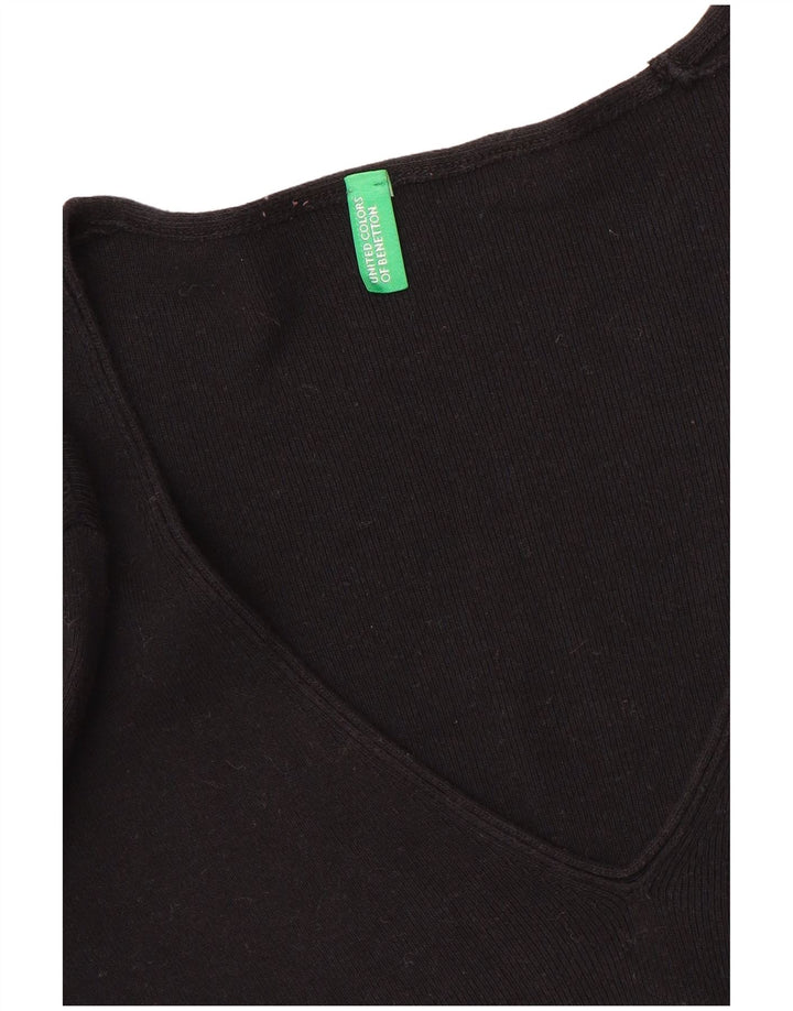 BENETTON Dame V-hals sweater UK 10 Small Black