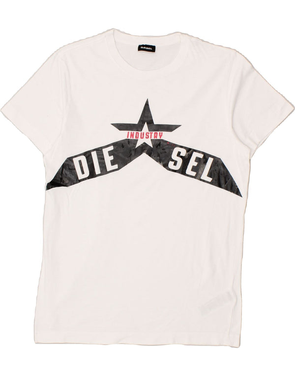 DIESEL Drenge Grafisk T-Shirt Top 13-14 År Hvid Bomuld