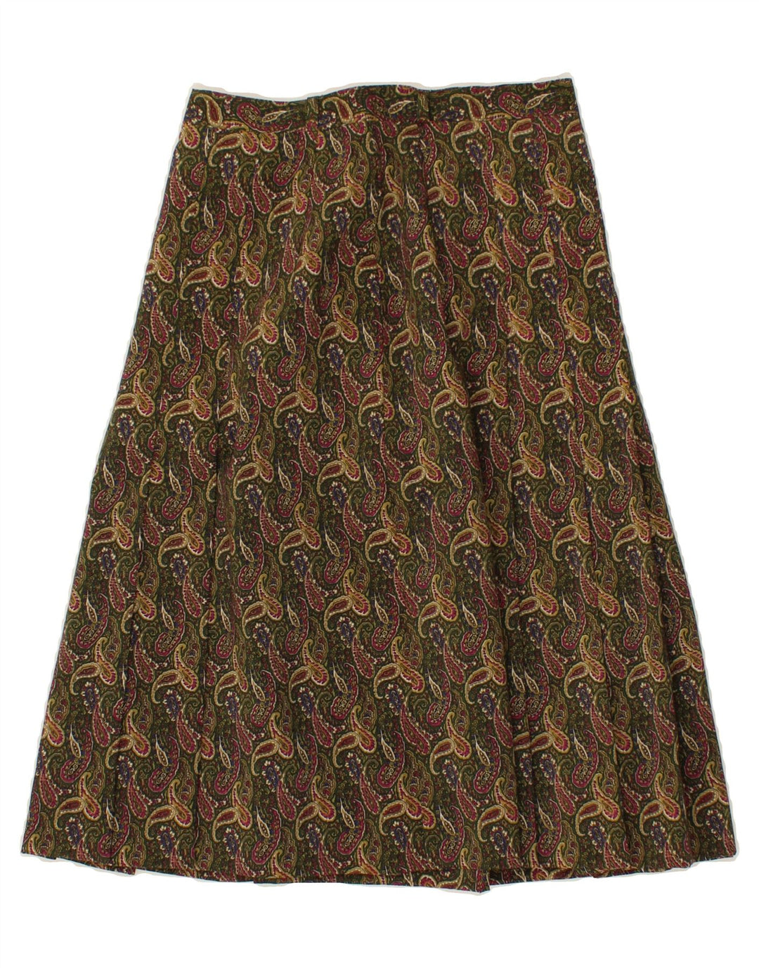 VINTAGE Womens A-Line Skirt W26 Small  Khaki Paisley Vintage Vintage and Second-Hand Vintage from Messina Hembry 