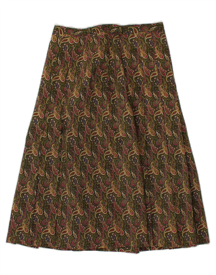 VINTAGE Womens A-Line Skirt W26 Small  Khaki Paisley Vintage Vintage and Second-Hand Vintage from Messina Hembry 