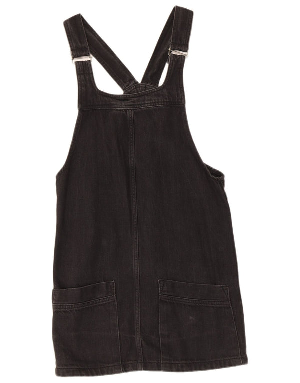Topshop Dame Denim Dungaree Dress UK 8 Small Black Bomuld