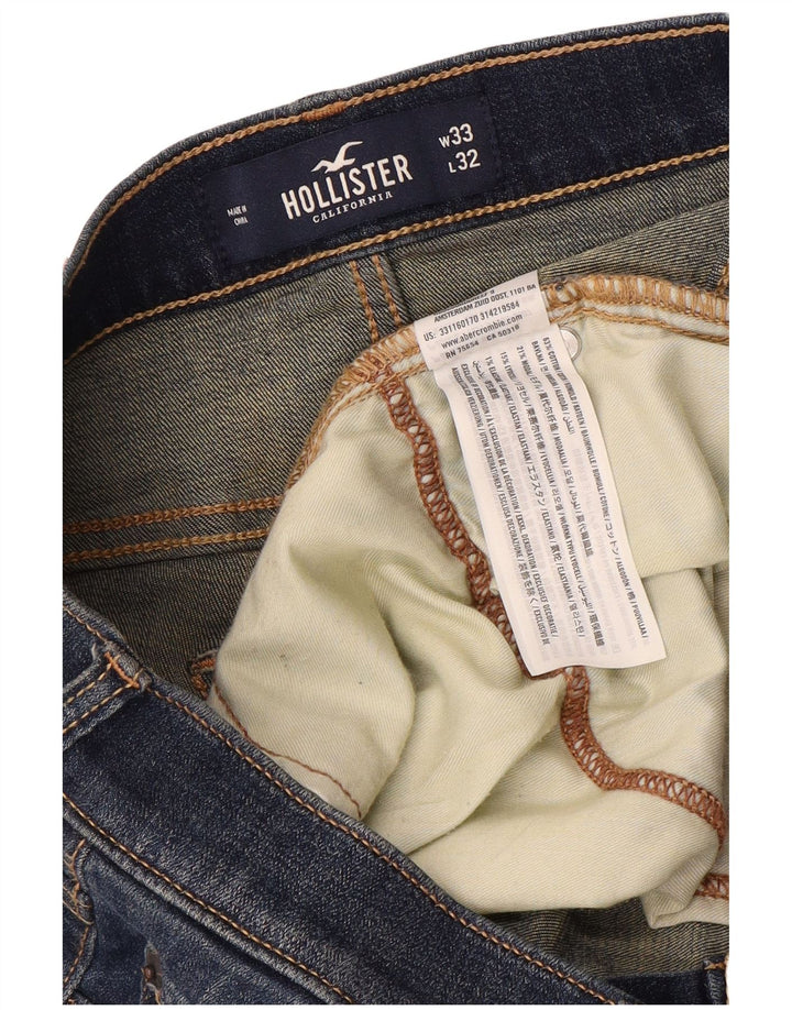 HOLLISTER Distressed Slim Jeans til mænd W33 L32 Blå bomuld