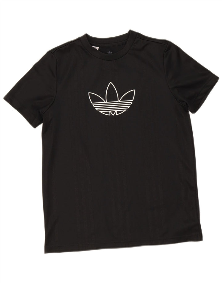 Adidas drenge grafisk t-shirt top 12-13 år sort polyester