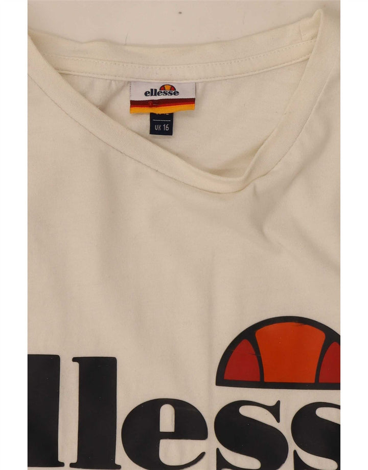 Ellesse Womens Grafisk T-Shirt Top UK 16 Large White