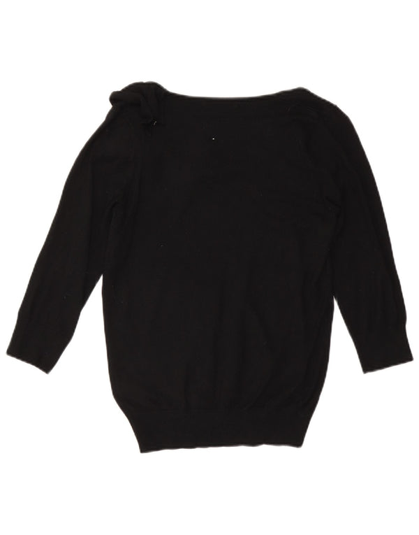 Marks & Spencer Dame Boat Neck Jumper Sweater UK 10 Small Black