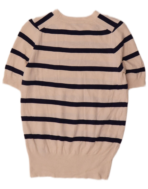 Zara Dame Boat Neck Jumper Sweater UK 10 Small Off White Stribet