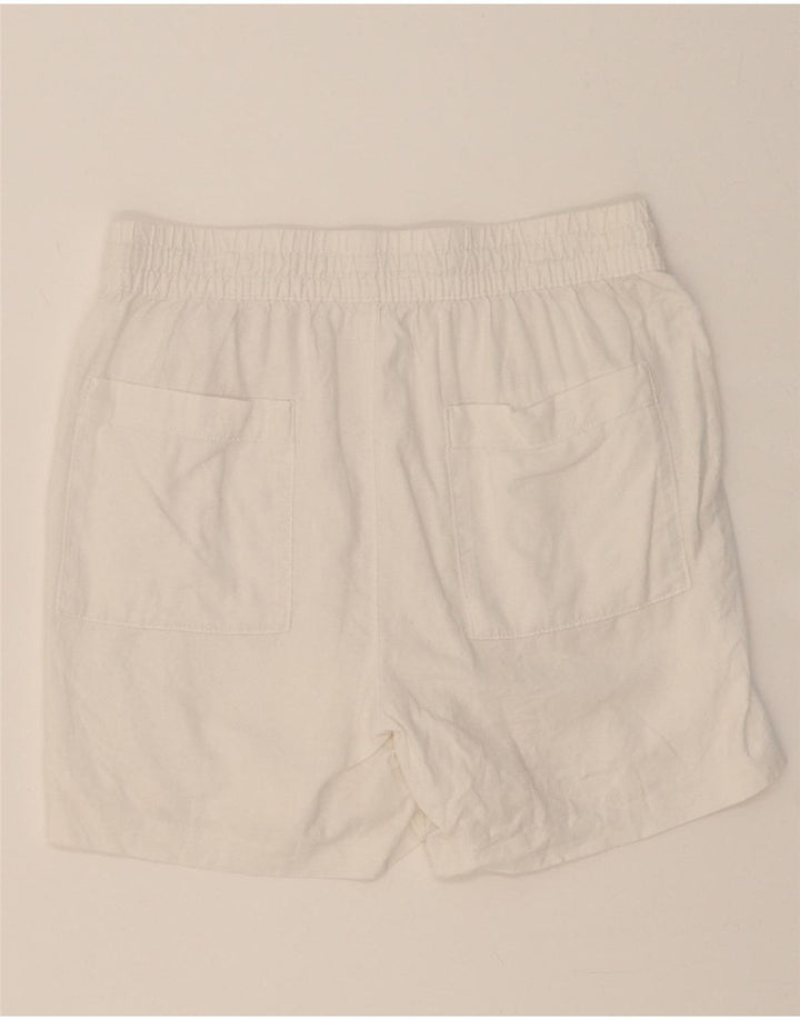 MARKS & SPENCER Womens Sport Shorts UK 10 Small  White Linen Vintage Marks & Spencer and Second-Hand Marks & Spencer from Messina Hembry 