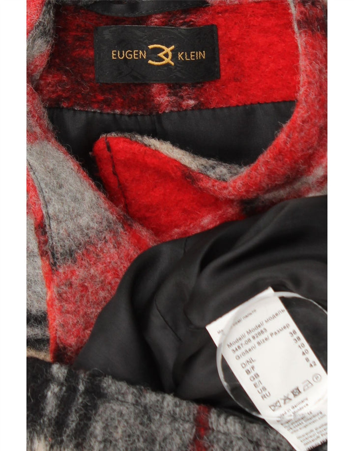 Eugen Klein Dame Overfrakke UK 10 Lille Flerfarvet Ternet Uld