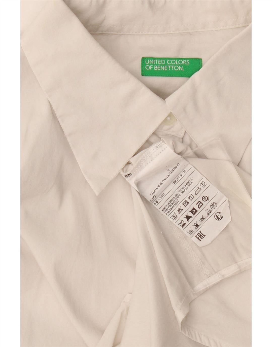Benetton Dameskjorte UK 16 Stor hvid bomuld