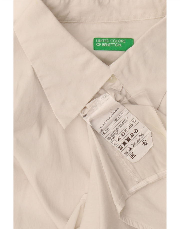 Benetton Dameskjorte UK 16 Stor hvid bomuld