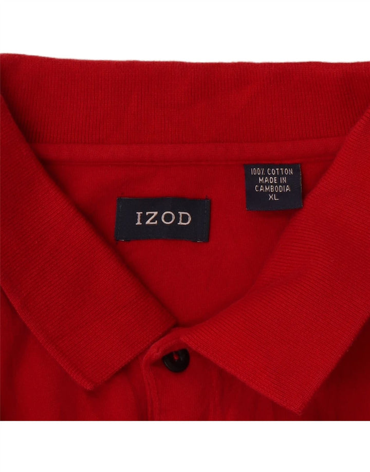 IZOD Mens Long Sleeve Polo Shirt XL Red Cotton Vintage Izod and Second-Hand Izod from Messina Hembry 