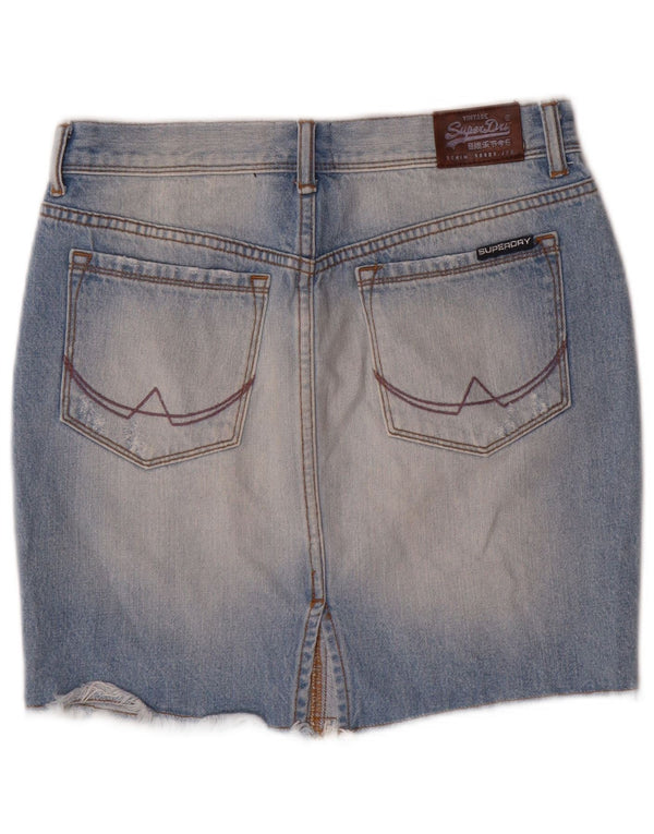 Superdry Womens Acid Wash Distressed denimnederdel XS W25 Blue Cotton