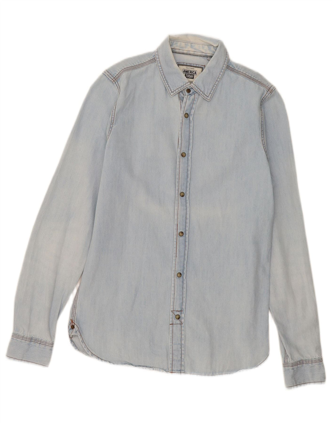 VINTAGE Mens Denim Shirt Small Blue Cotton Vintage Vintage and Second-Hand Vintage from Messina Hembry 