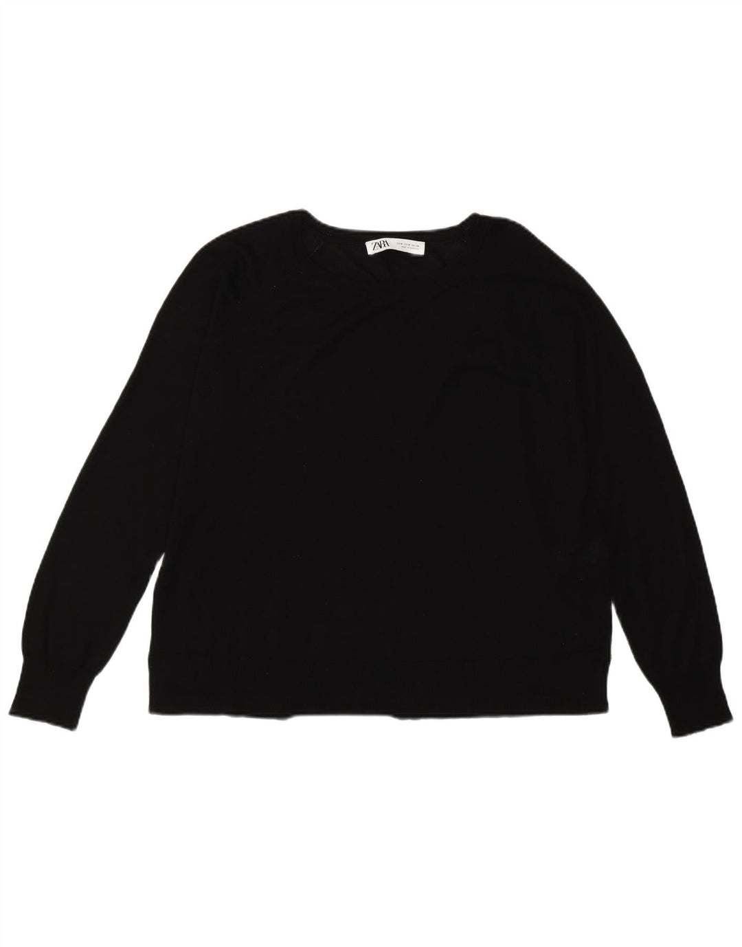 Zara Dame Boat Neck Jumper Sweater UK 14 Medium Black Viscose