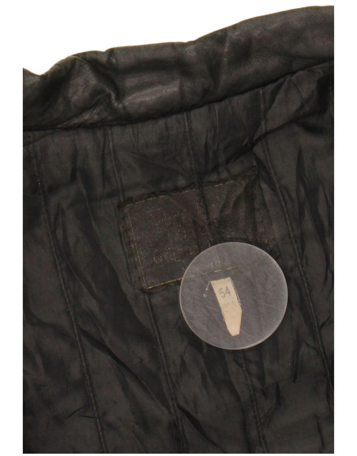 VINTAGE Dame Læderjakke IT 54 3XL Sort